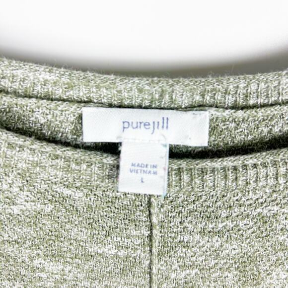 J Jill Pure Jill Easy Sweater Knit Textured Tunic Top Marled Green Womens Size L - Picture 6 of 12